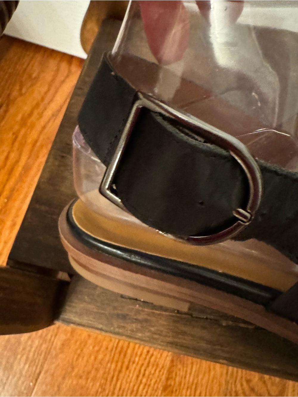 Franco Sarto Black Wide-Strap Leather Sandals - Picture 2 of 5